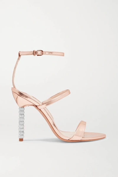 Sophia Webster Rosalind Crystal-embellished Metallic Leather Sandals In Pink