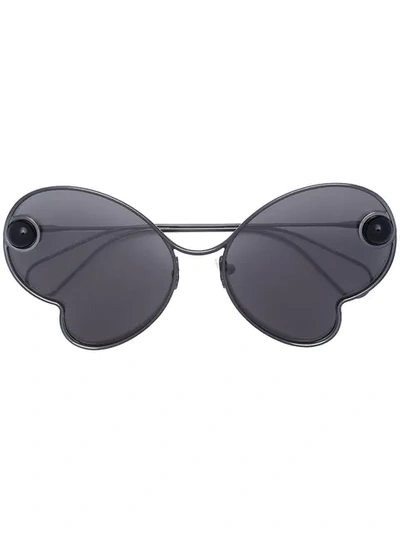 Christopher Kane Sunglasses With Mirror Lenses In Ruthenium Metal In Black