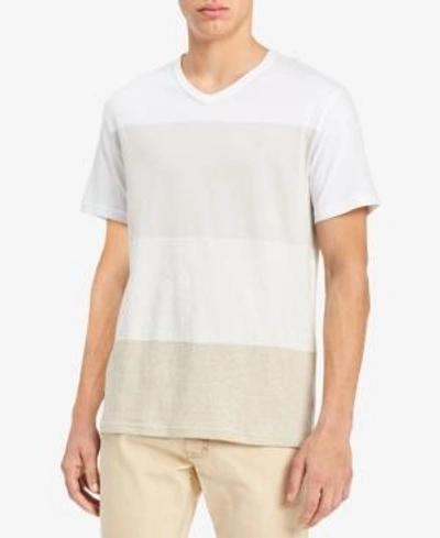 Calvin Klein Jeans Est.1978 Men's Heather Colorblocked V-neck T-shirt In Grey Dawn