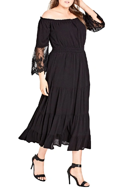 City Chic Ethereal Maxi Dress In Black | ModeSens