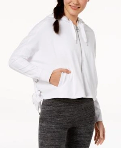 Calvin Klein Performance Side-tie Zip Cropped Hoodie In White