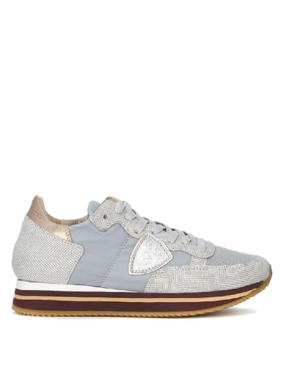 Philippe Model Tropez Higher Bronze And Grey Fabric Sneaker In Grigio