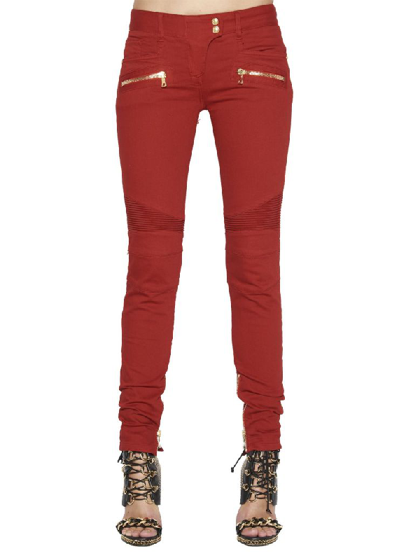 red balmain jeans