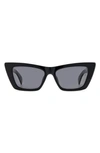 Rag & Bone 53mm Polarized Cat Eye Sunglasses In Black/gray Polarized Solid