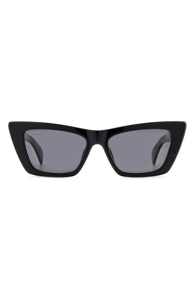 Rag & Bone 53mm Polarized Cat Eye Sunglasses In Black/gray Polarized