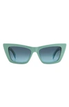 Rag & Bone 53mm Cat Eye Sunglasses In Green/ Gray Shaded Green