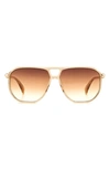 Rag & Bone 58mm Rectangular Sunglasses In Beige/ Brown Brick