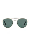 Rag & Bone 51mm Round Sunglasses In Gold/green Solid