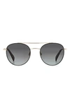 Rag & Bone 51mm Round Sunglasses In Black/ Grey Shaded