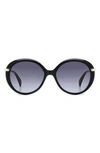 Rag & Bone 56mm Gradient Round Sunglasses In Black/gray Gradient