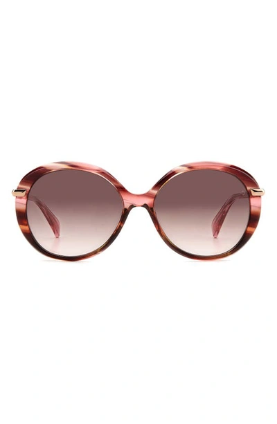 Rag & Bone 56mm Gradient Round Sunglasses In Pink Horn/ Brown Gradient