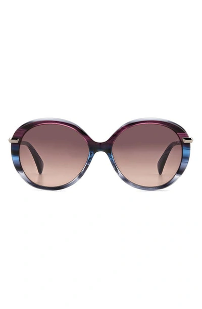 Rag & Bone 56mm Gradient Round Sunglasses In Violet Blue/ Burgundy Shaded