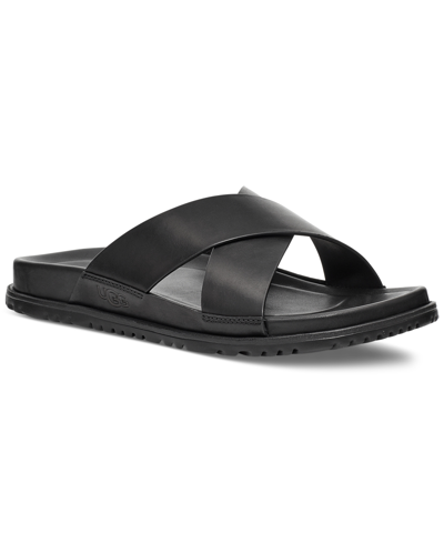 Ugg Men's Wainscott Leather Slip-on Slide Sandal In Forest Night