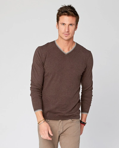 Agave Denim Fin Supima Long Sleeve Vee In Brown