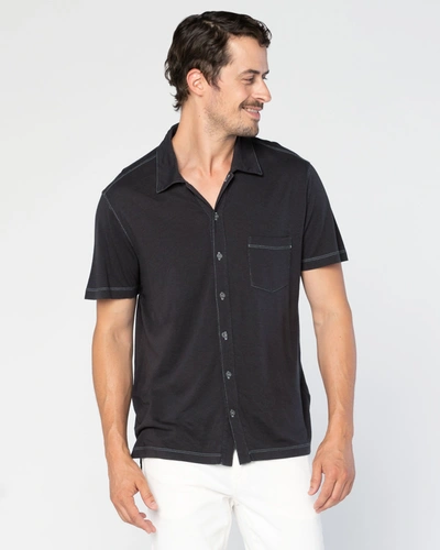 Agave Denim Fort Point Full-button Polo In Black