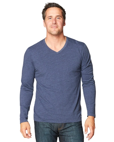 Agave Denim Feathering Long Sleeve Vee In Blue