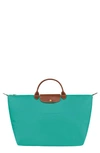 Longchamp Large Le Pliage Travel Bag In Turquoise