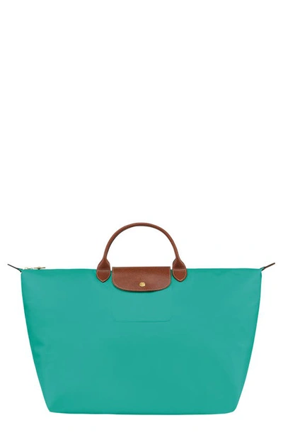 Longchamp Large Le Pliage Travel Bag In Turquoise