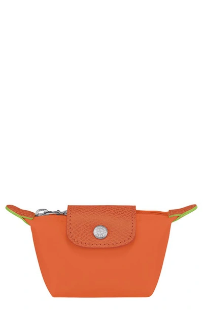 Longchamp Le Pliage Green Recycled Canvas Coin Purse In Carrot