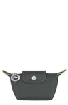 Longchamp Le Pliage Green Recycled Canvas Coin Purse In Graphite
