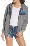 Aviator Nation 5-stripe Zip Hoodie In Heather Grey/blue Stripe