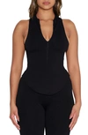 Naked Wardrobe Zip Front Mock Neck Top In Black