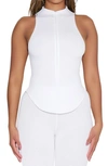 Naked Wardrobe Zip Front Mock Neck Top In White