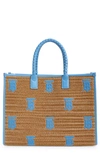 Burberry Freya Tb Monogram Tote In Nat/ Cool Crnflw Blue