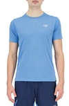 New Balance Impact Run Icex Recycled Polyester Blend T-shirt In Heritage Blue Heather