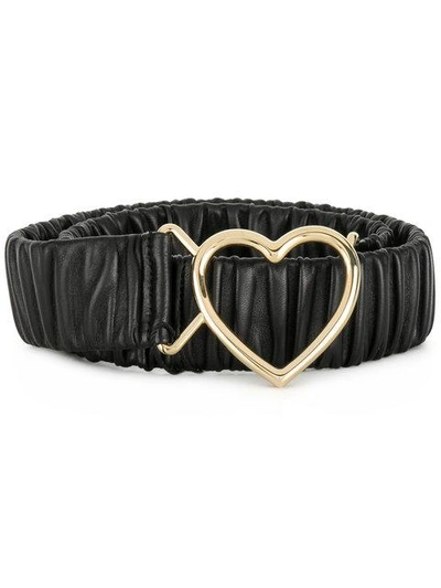 Dolce & Gabbana Heart Buckle Ruched Belt In Black