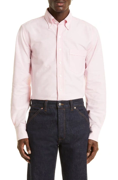 Drake's Oxford Cotton Button-down Shirt In Pink 990