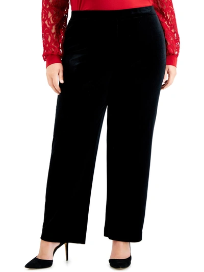 Kasper Plus Size Pull-on Wide-leg Knit Ankle Pants In Black