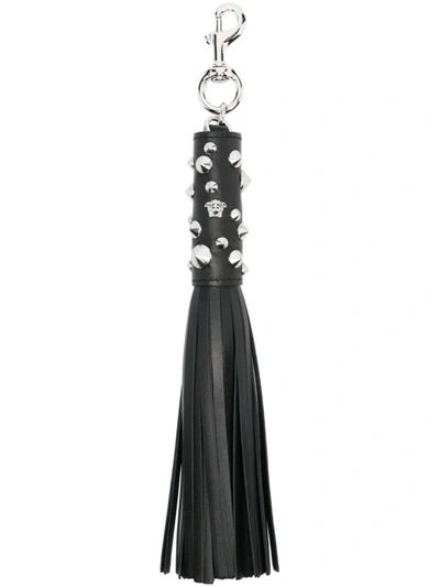 Versace Studded Tassel Keychain In Black