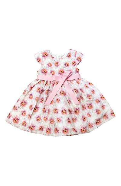 Joe-ella Babies' Floral Print Taffeta Dress In Pink
