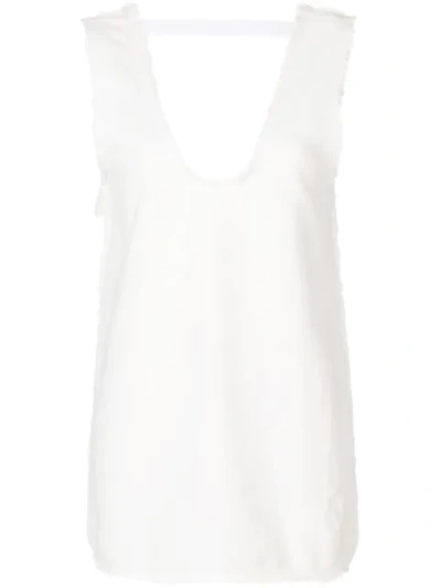 Jw Anderson Frayed-edge Cotton-jersey Top In White