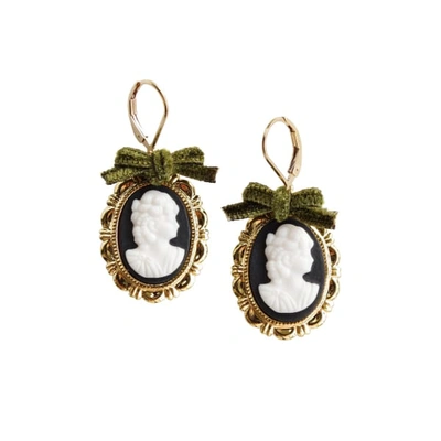 Poporcelain Dark Romance Goddess Oval Porcelain Cameo Earrings