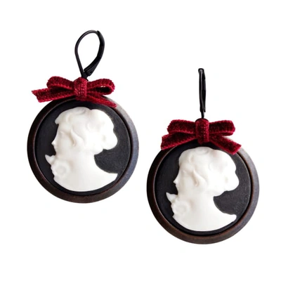 Poporcelain Dark Romance Goddess Round Porcelain Cameo Earrings