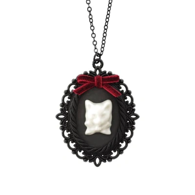 Poporcelain Dark Romance Porcelain Cat Cameo Necklace