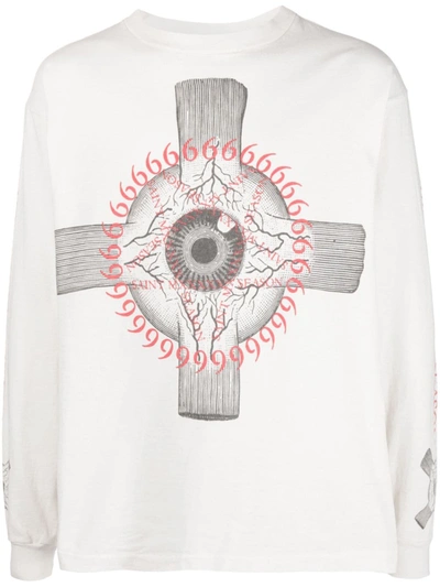 Saint Mxxxxxx Graphic-print Long-sleeve Sweater In Neutrals