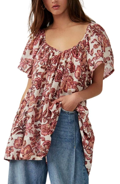 Free People Kauai Print Tunic Top In Ivory Combo