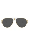 Versace 63mm Oversize Pilot Sunglasses In Dark Grey