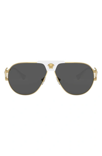 Versace 63mm Oversize Pilot Sunglasses In Dark Grey