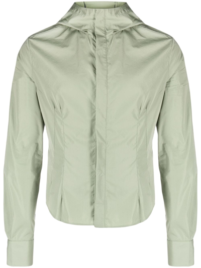 Aaron Esh Green Double Dart Hooded Shirt Jacket In Grün