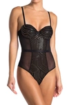 Secret Lace Sequin Bodysuit In Black