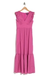 Maggy London V-neck Sleeveless Solid Maxi Dress In Ibis Rose
