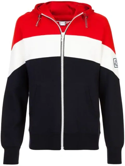 Moncler Striped Zipped Jacket In Blue