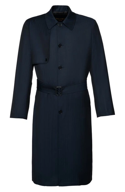 Cardinal Of Canada Man Ray Water Repellent Wool Coat In Navy Herringbone