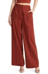 Open Edit Linen Blend Trousers In Rust Cherry