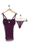 Jessica Simpson Push Up Babydoll Chemise & Panty Set In Winter Bloom W/ Bridal Rose