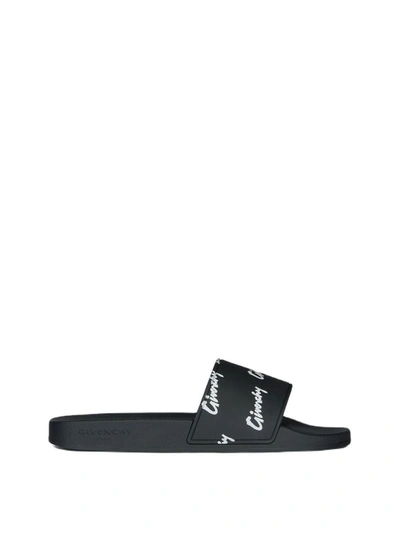 Givenchy Slide Flat Sandals In Black